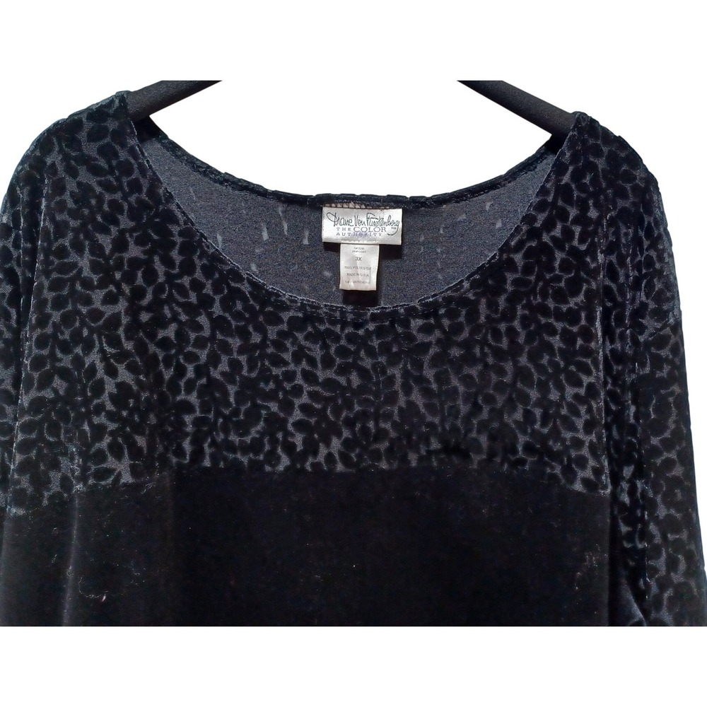 DVF Plus Size 3X Black Velvet Burnout Dress Whimsigoth Concert Orchestra Formal‎ - Picture 2 of 5